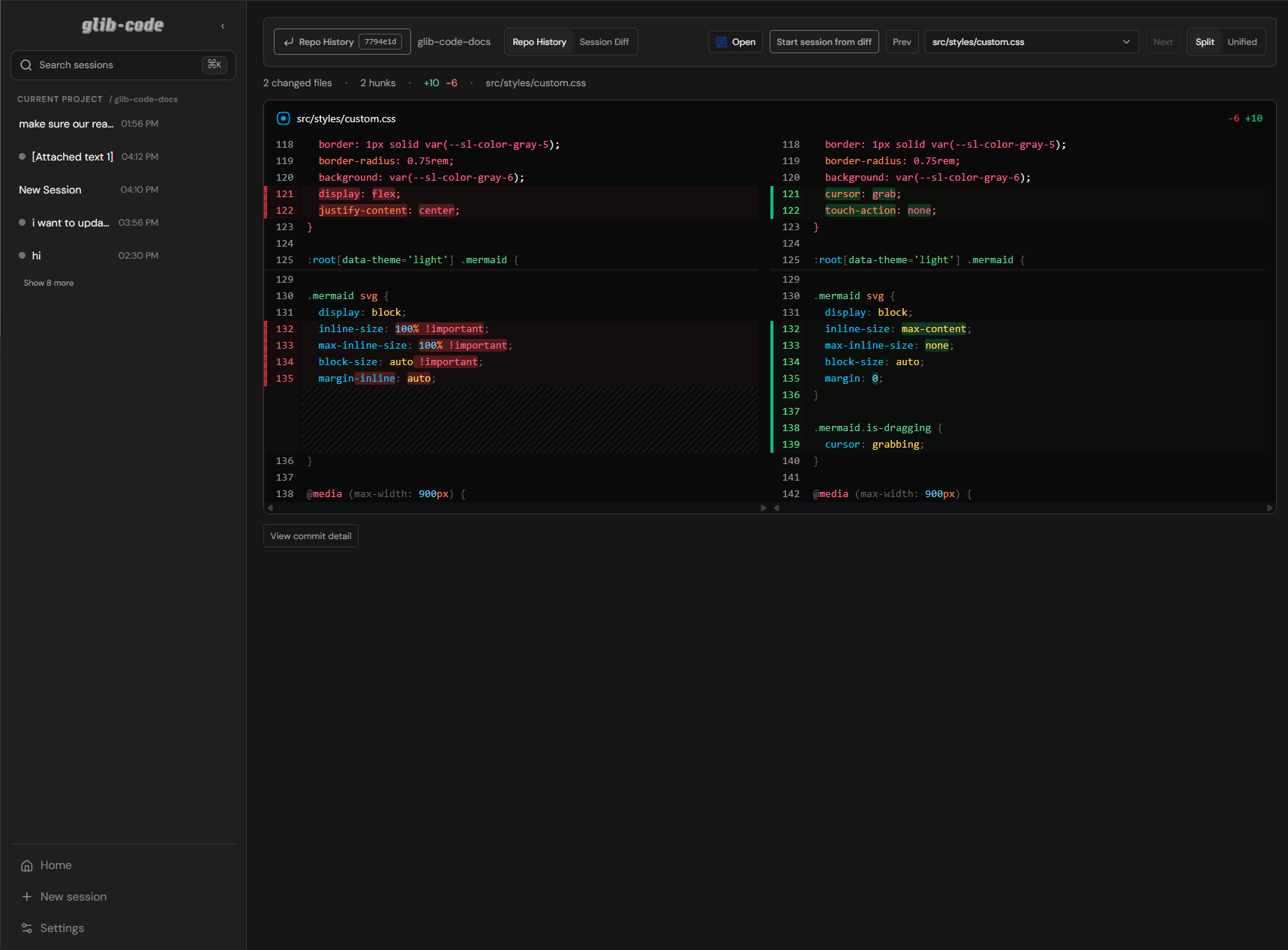 glib-code diff review