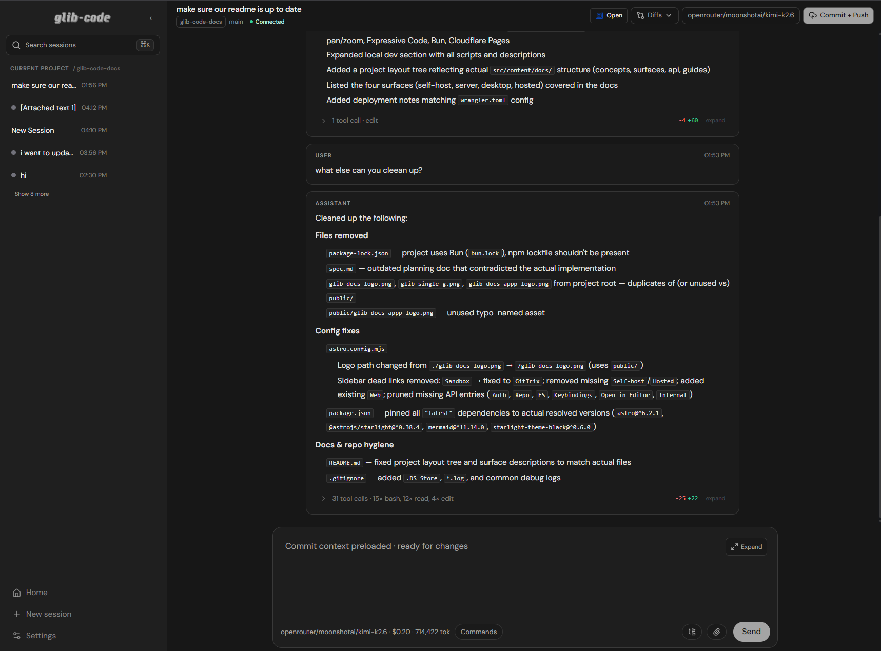 glib-code session view